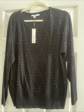 Chico's Black Sweater with Rhinestone Accents
